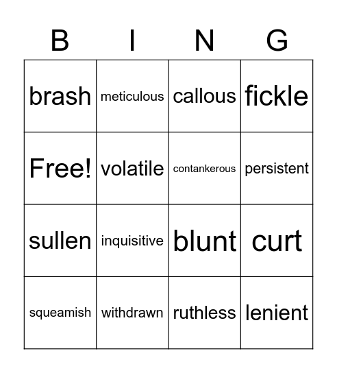 Adjectives_advanced Bingo Card