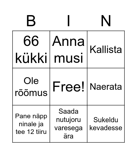 ÜLITÄHTIS Bingo Card