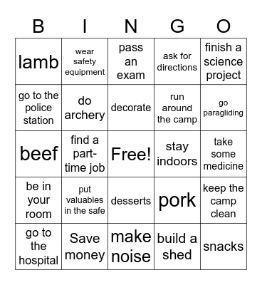 Spectacular SPEC 8 Bingo 1 Bingo Card