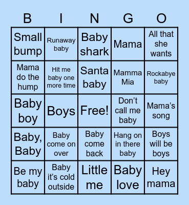 Claire's Baby Shower BINGO! Bingo Card