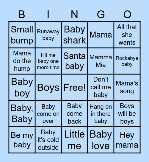 Claire's Baby Shower BINGO! Bingo Card