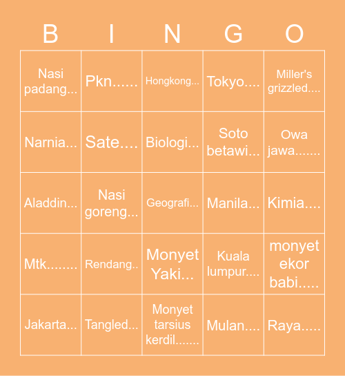 Bismillah 🧡Haura💛 Bingo Card