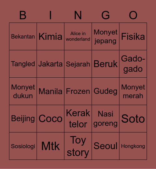 miko’s bingo Card