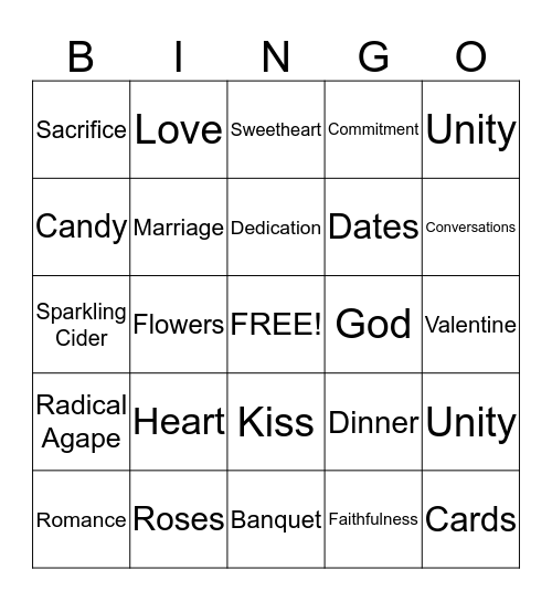 House of Restoration Radical Love Banquet 2015  Bingo Card