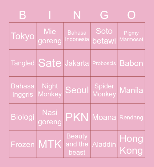 Bismillah menang Bingo Card