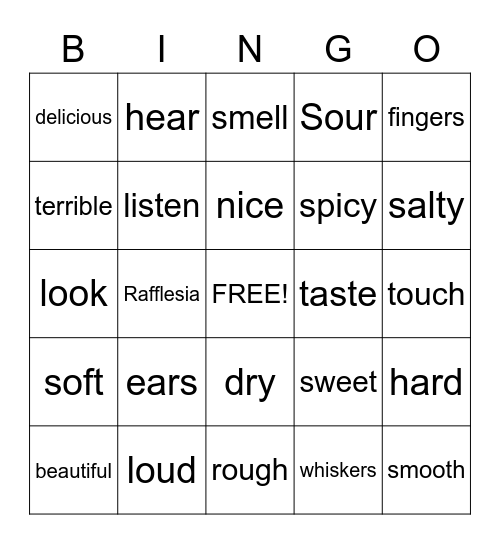 Senses Bingo Card