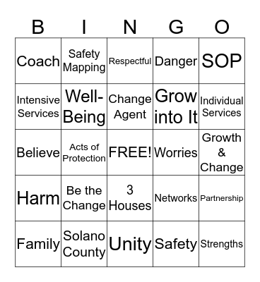 Social Work Bingo Card
