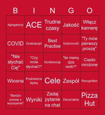 PIZZA HUT e-Konferencja Bingo Card