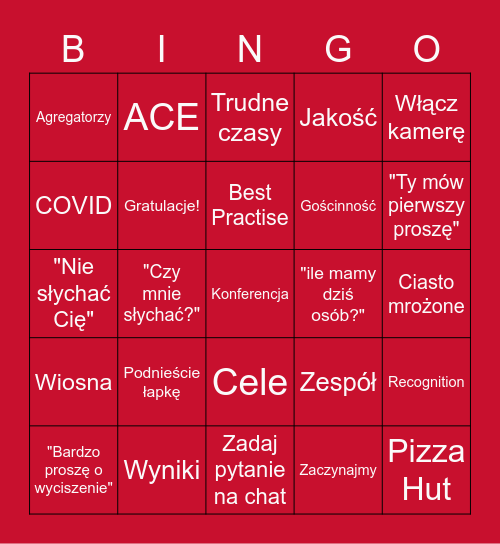 PIZZA HUT e-Konferencja Bingo Card