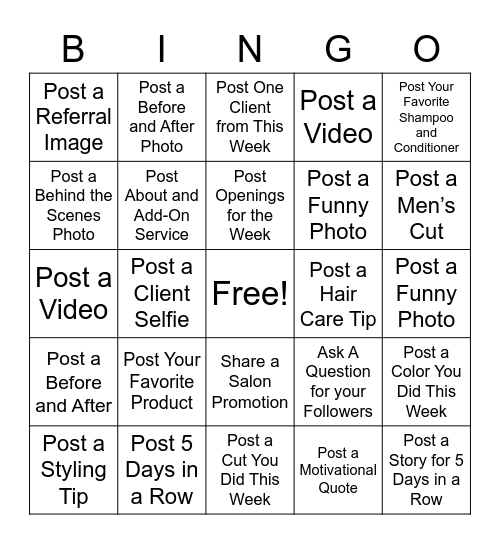 Social Media Binog Bingo Card