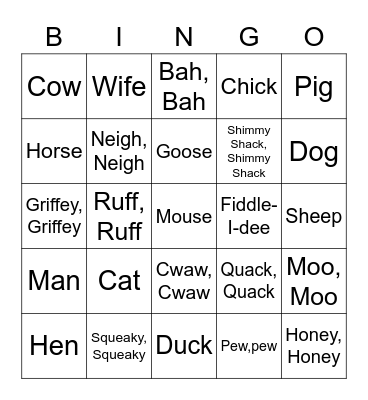 Bought Me a Cat Bingo Card