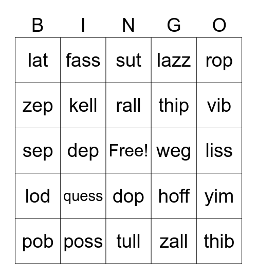 Wilson 1.4 bonus letters (w/ all) NONSENSE Bingo Card