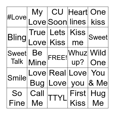 Sweetheart Bingo Card