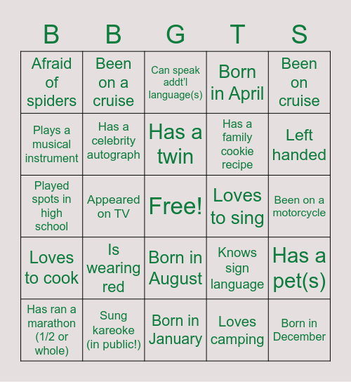 Amazing TS Reps Bingo Card