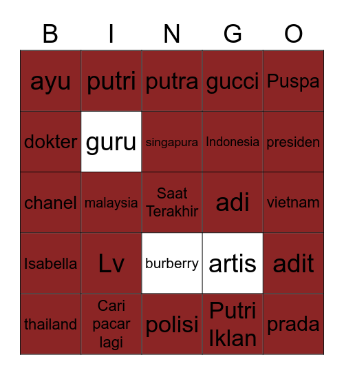 ANSY Bingo Card