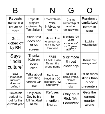 Eugene All-Hands Bingo Card