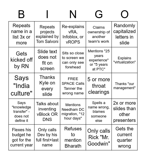 Eugene All-Hands Bingo Card