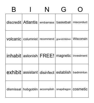 Wilson 3.4 3+ syllables REAL Bingo Card