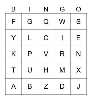 ABC Bingo Card