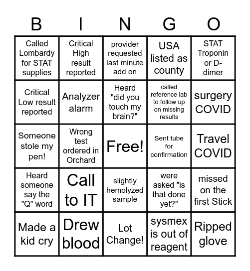 Lab Week 2021 Bingo Card