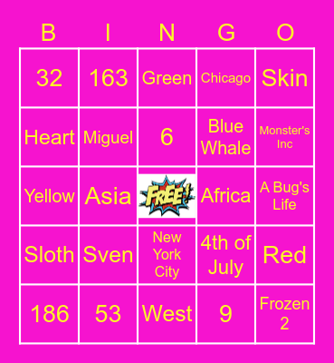 Random Trivia Bingo Card