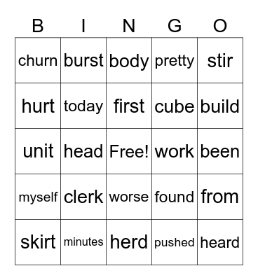 List 16 Spelling Words Bingo Card