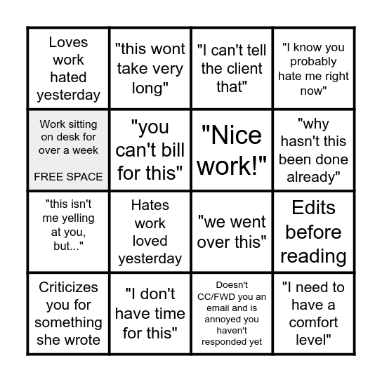 "I think someday you'll be a good attorney" Bingo Card