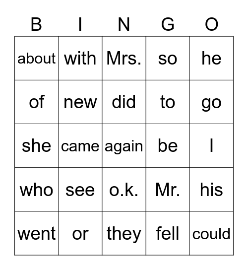 Red 26 Bingo Card