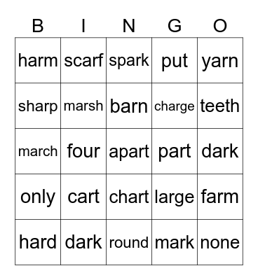 1st Grade 5.1 Bingo Card