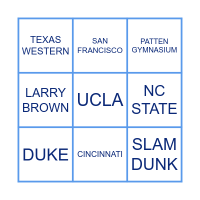 NCAA Trivia Bingo Card