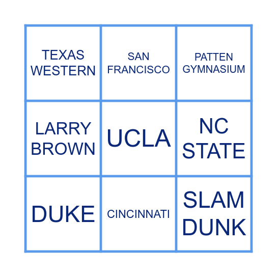 NCAA Trivia Bingo Card