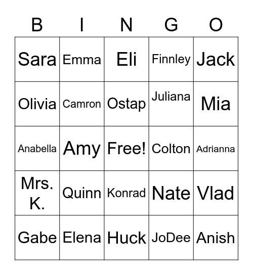 ROOM 35 Bingo Card