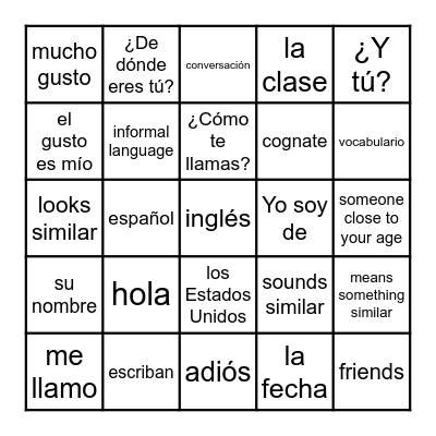 Conversación 1 (7,8) Bingo Card