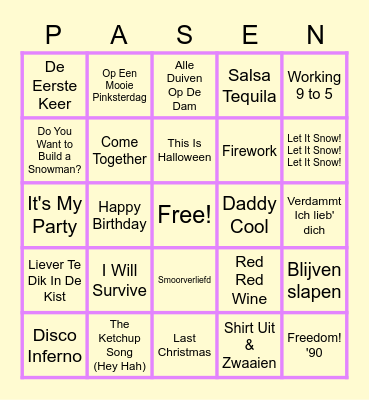 Muziekbingo Card