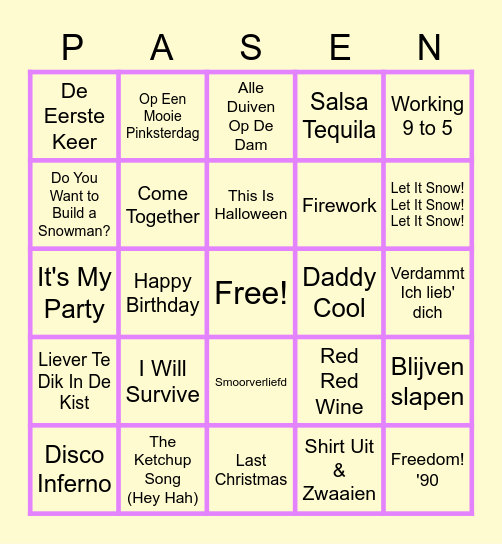 Muziekbingo Card