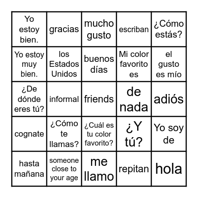 Conversación 2 (7,8) Bingo Card