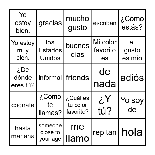 Conversación 2 (7,8) Bingo Card