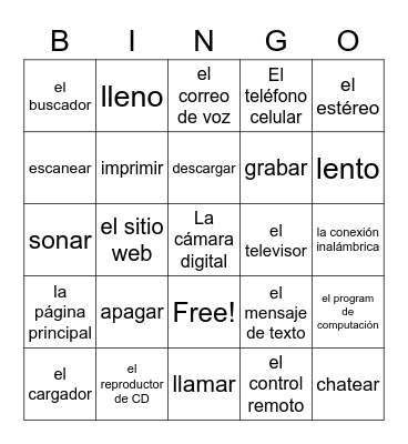 Tecnología Bingo Card
