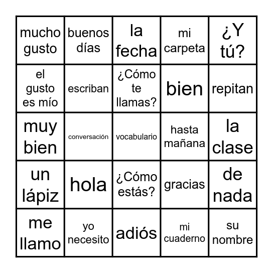 Conversación 2 (6) Bingo Card