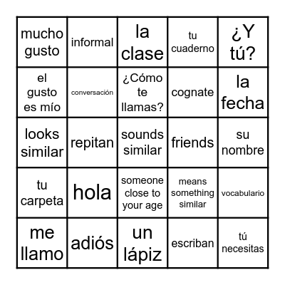 Conversación 1 (6) Bingo Card