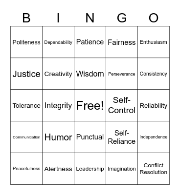 Character Bingo Card