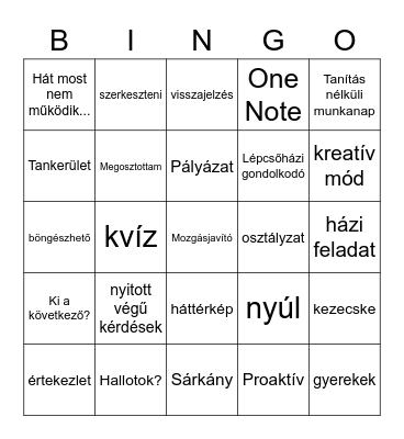 I. Mozgásjavító TeachMeet Bingo Card