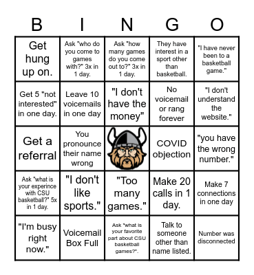 Sales Bingo Card