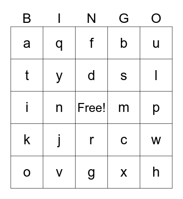 ABC Bingo Card