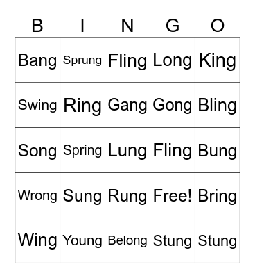 NG ENDINGS Bingo Card