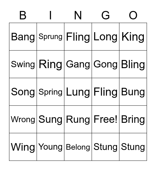 NG ENDINGS Bingo Card