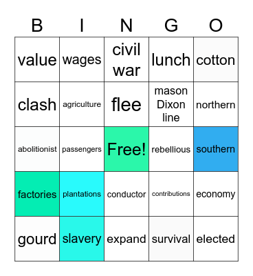 vocabulary Bingo Card