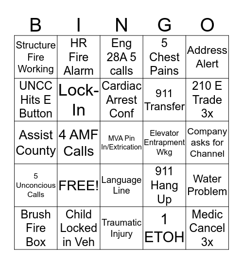 Fire ALARM Bingo!!! Bingo Card
