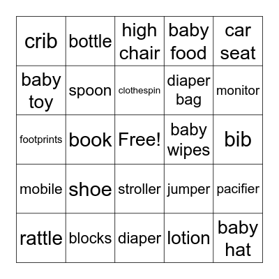 Baby Bingo Card