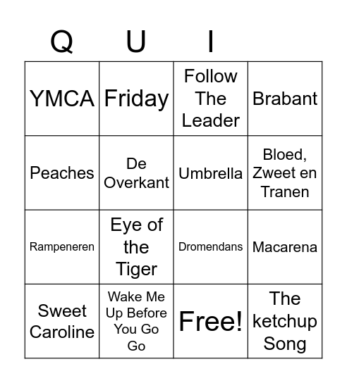 Muziek bingo Card